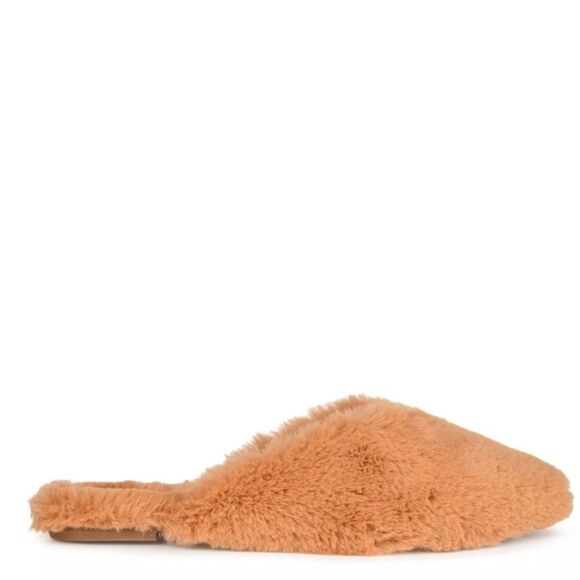 Journee Collection Sundown Camel Faux Fur Cozy Mule Slipper Flat Shoes Size 9 - Picture 5 of 8